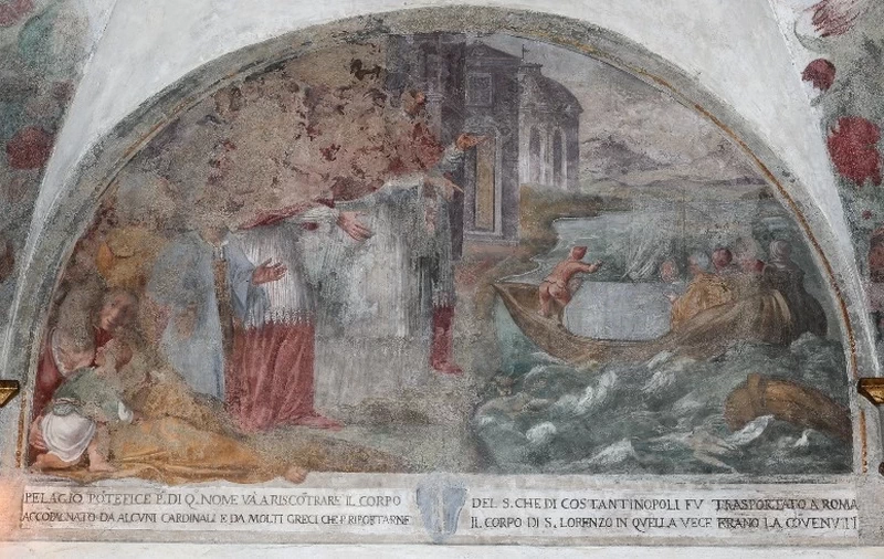 Papa Pelagio accoglie le reliquie